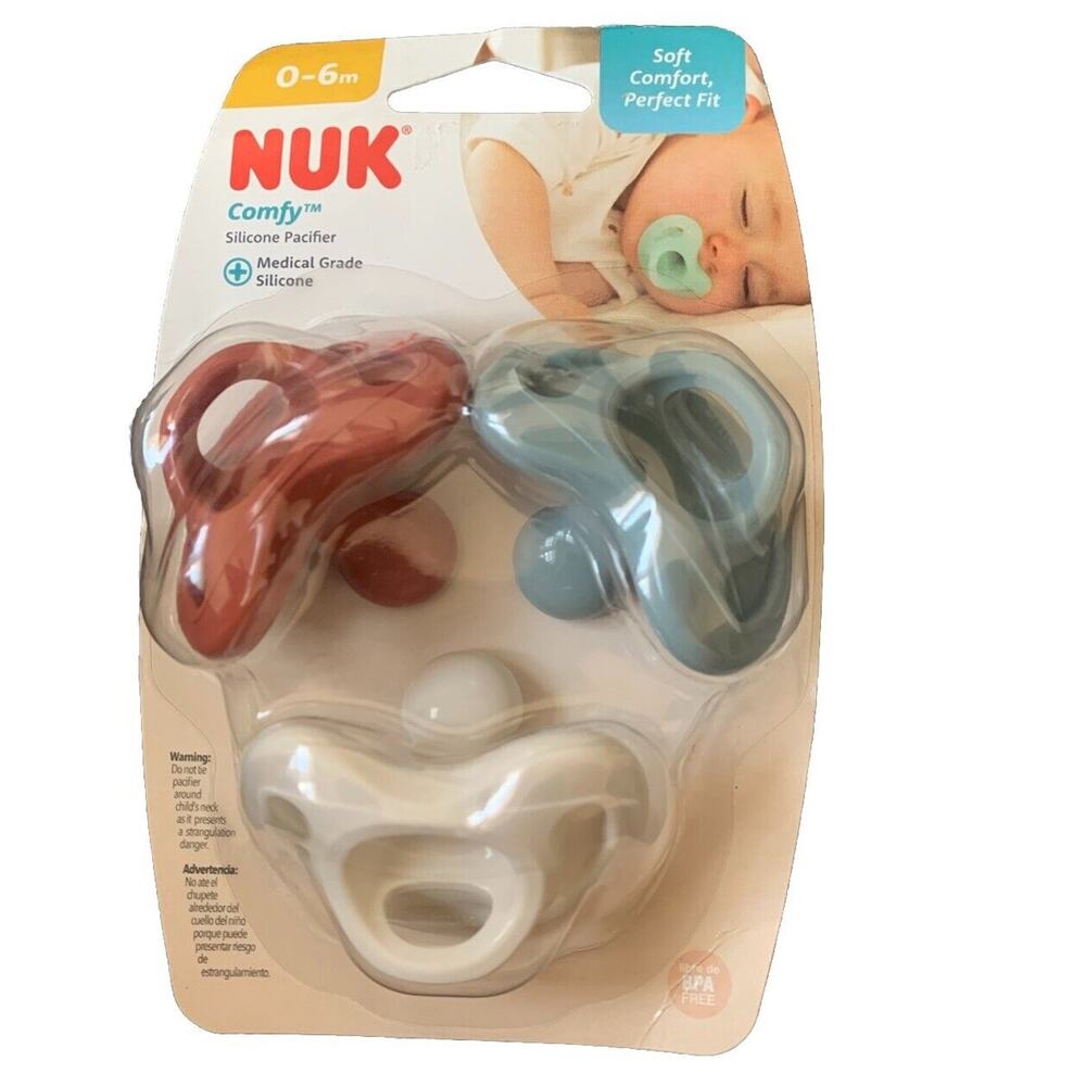 NUK Comfy Orthodontic Pacifiers, 3 Pack, Neutral New 0-6 MONTHS
